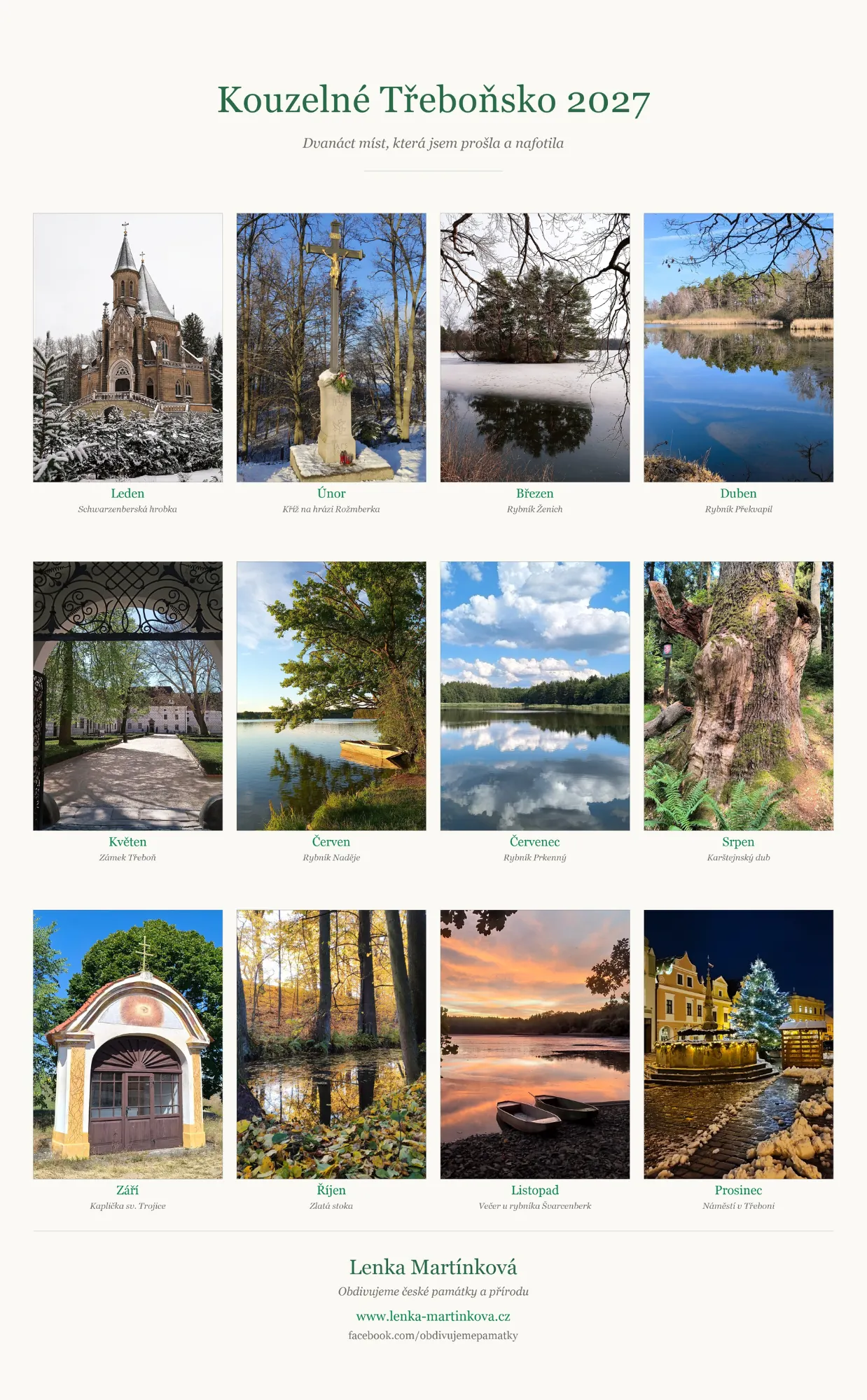 Galerie všech dvanácti fotografií kalendáře Kouzelné Třeboňsko 2027